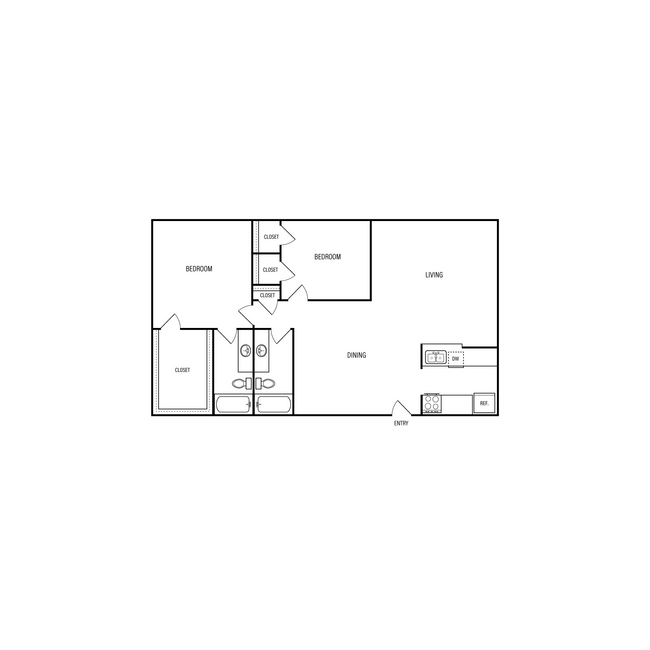 2 Beds • 2 Bath 826 floor plan